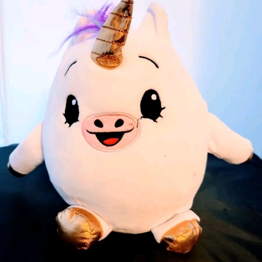 Moose Pikmi Pop Dream Plush White Unicorn Gold Horn Rainbow Hair Cuddly 2017